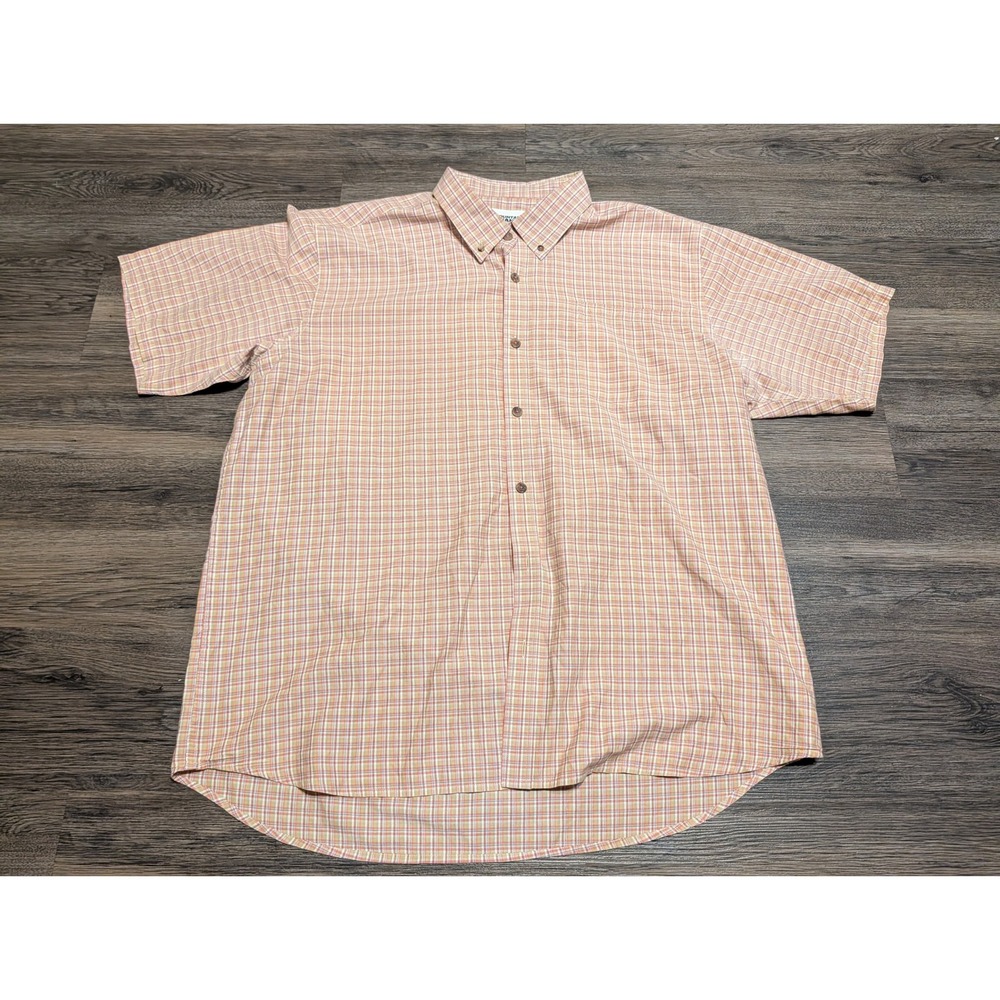 Mountain Khakis Mens XL Short Sleeve Button Down Plaid Shirt Orange Jackson Hole